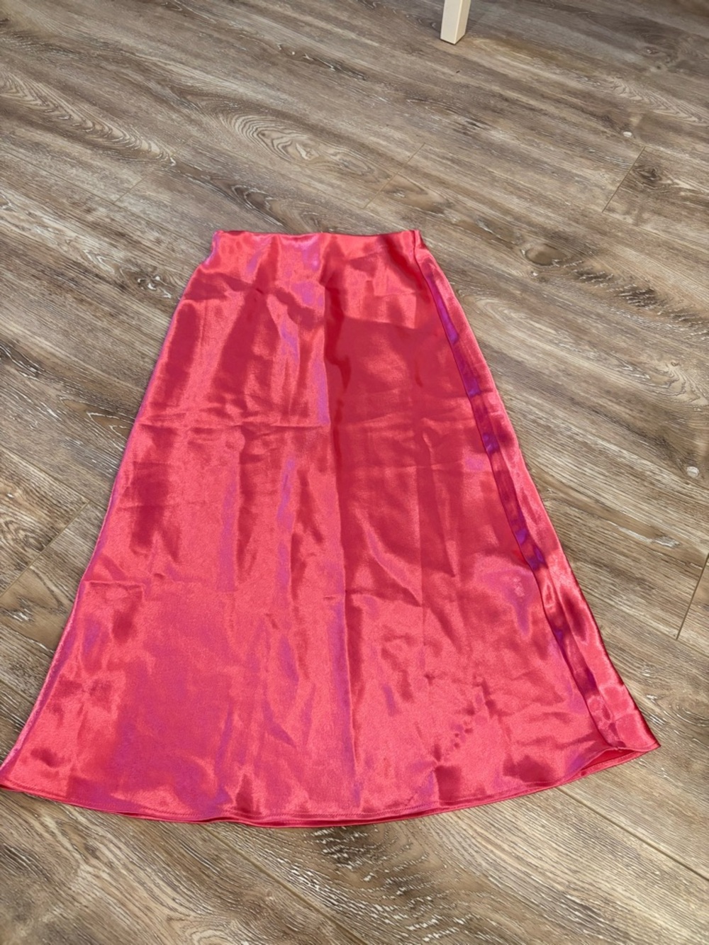 Leith Bright Red Satin Maxi Skirt